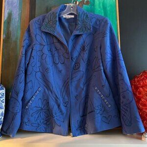 Hand drawn floral blazer L